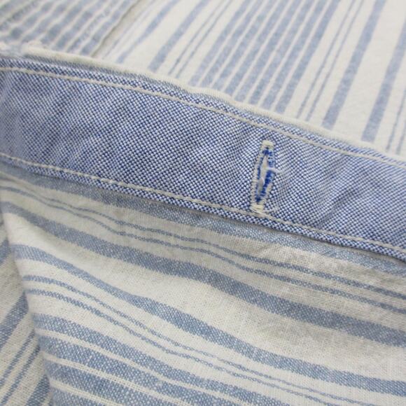 Tommy Hilfiger Shirt Mens 2XL Blue White Striped Linen Blend Short Sleeve Button - Picture 15 of 16